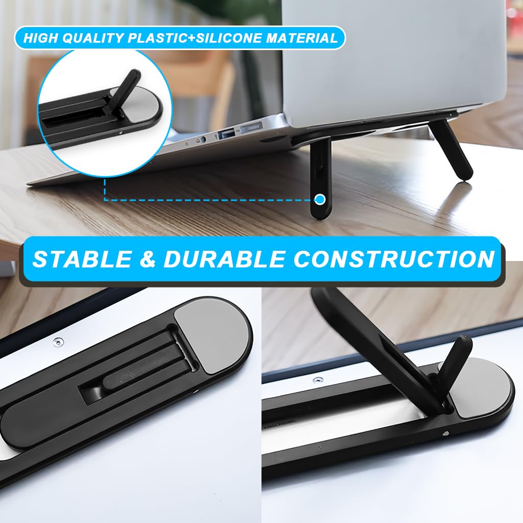 ZORBES Laptop Riser with 5cm and 8cm Dual Height Adjustment for Ergonomic Use | 0.5mm Slim Traceless Self Adhesive Stand