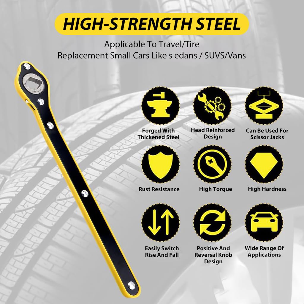 STHIRA Jack Ratchet Wrench for Car and SUV featuring 2 in 1 Hex Cross Design | 0.6 cm Handle