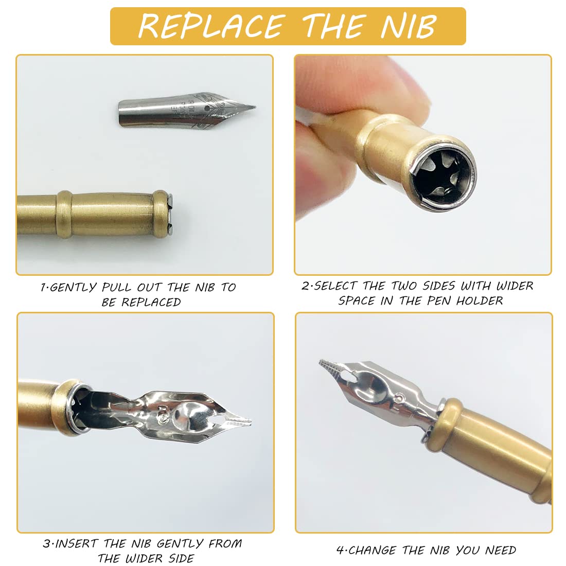 HASTHIP Feather Pen and Blue Ink Set for Calligraphy with 2 Nibs and Gear Design | Vintage Writing Gift