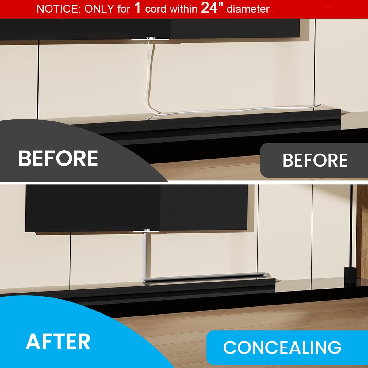 Serplex Floor Cord Hider for Home and Office with Side-Open Design and 6.6FT PVC Cover