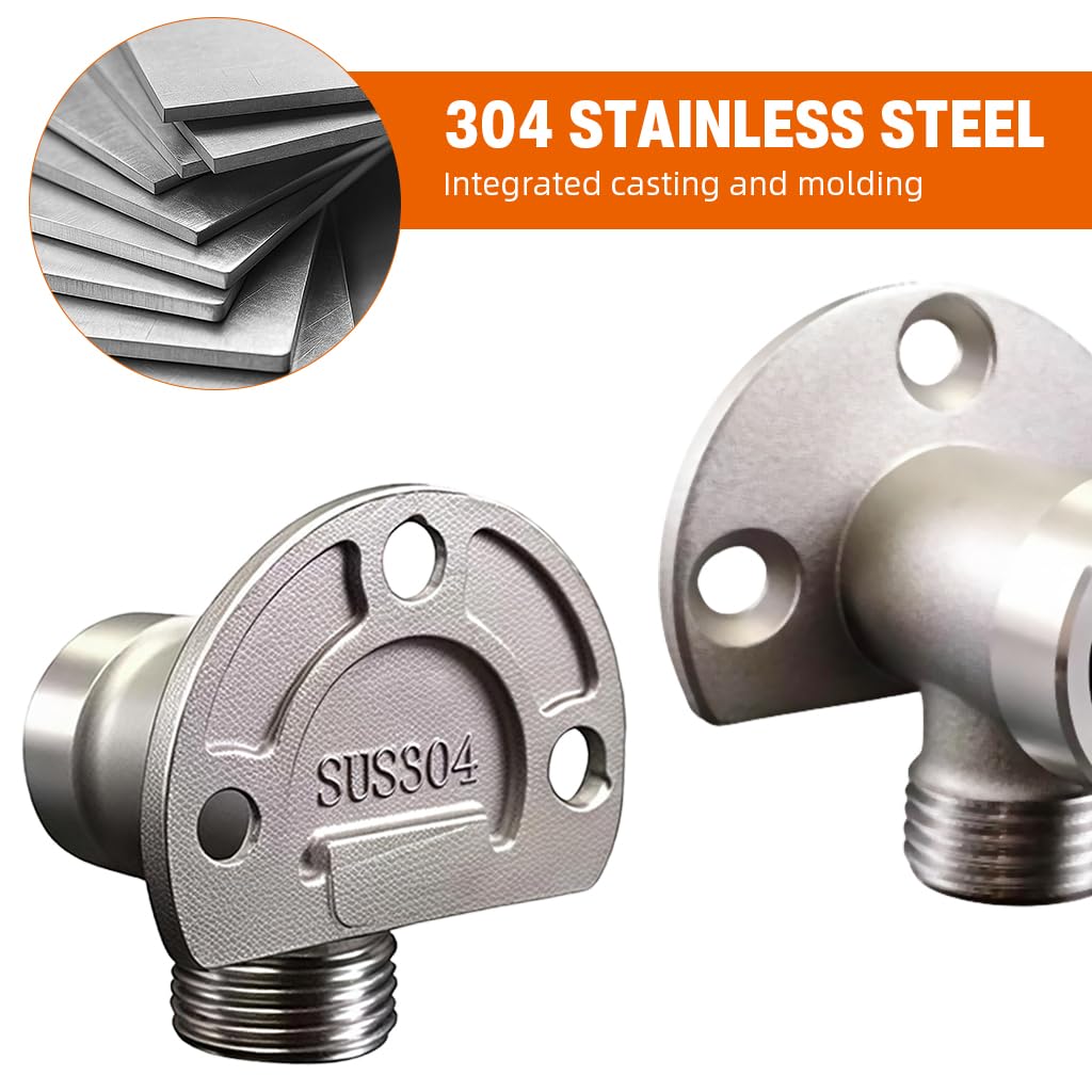 HASTHIP Bathroom Angle Valve Adapter for Wall-Mounted Shower Hose featuring Stainless Steel Design | Converts Flush-Mounted to Exposed System