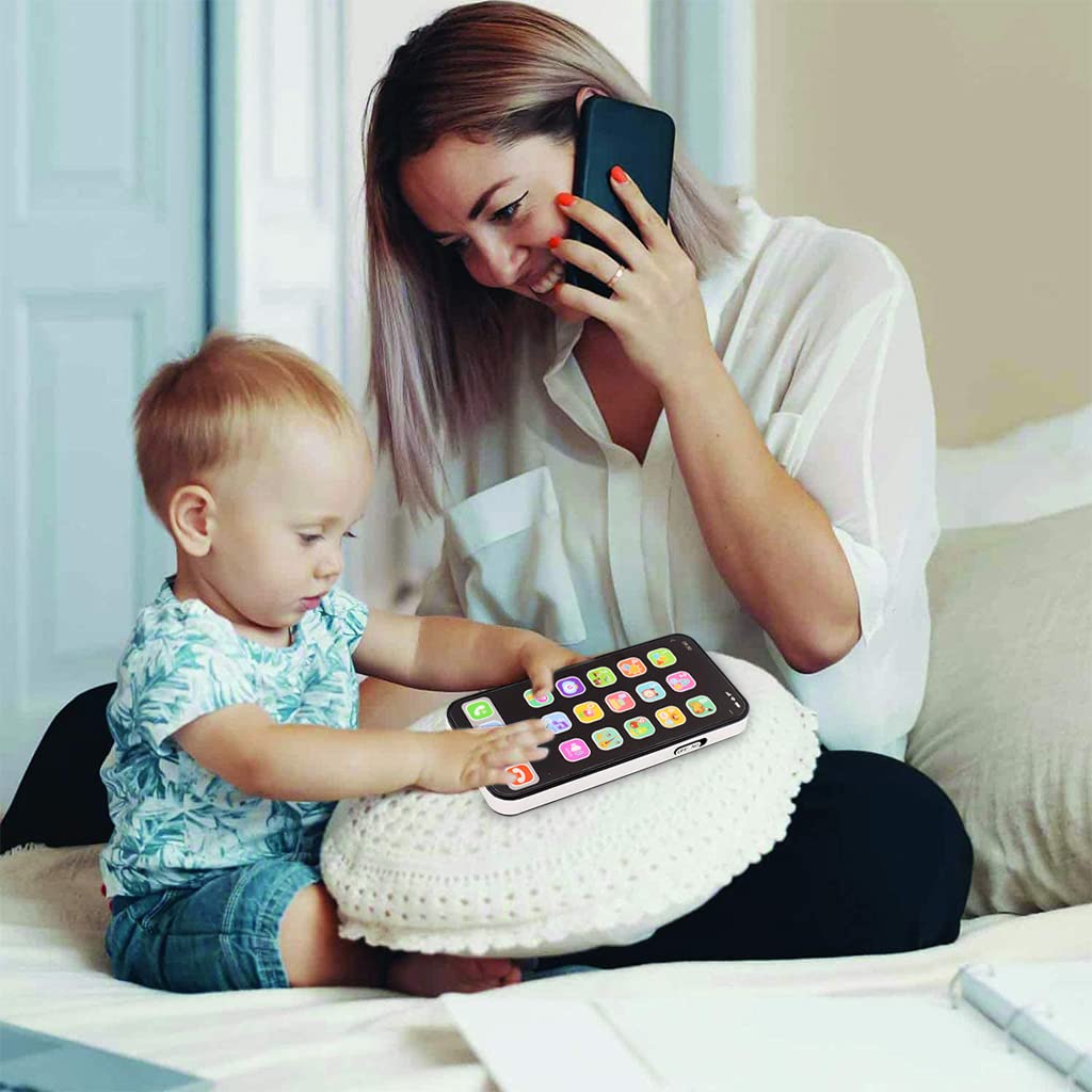 PATPAT Kids Phone Toy with 19 Buttons for Learning and Music | Battery Powered Black