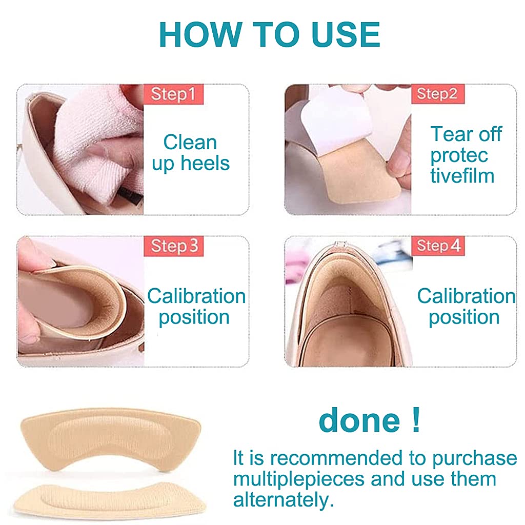 STHIRA Shoe Insole Reusable Heel Cushion Pads Soft Shoe Inserts Self-Adhesive Foot Care Protector Grips Liners Loose Shoes - for Women & Men- 6 Pairs