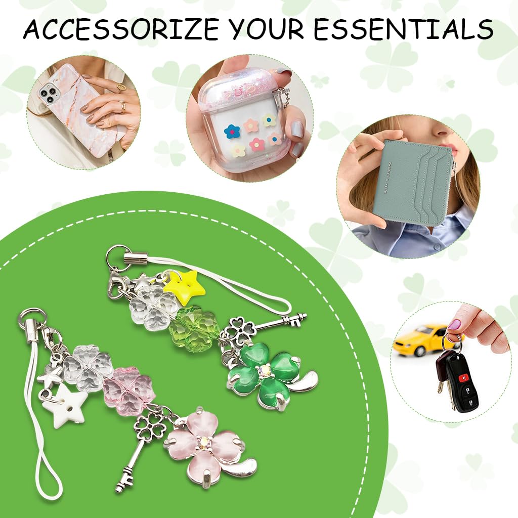 ZORBES Phone Charms Set for Girls with Four Leaf Clover Design and Acrylic Build | 2Pcs Gift