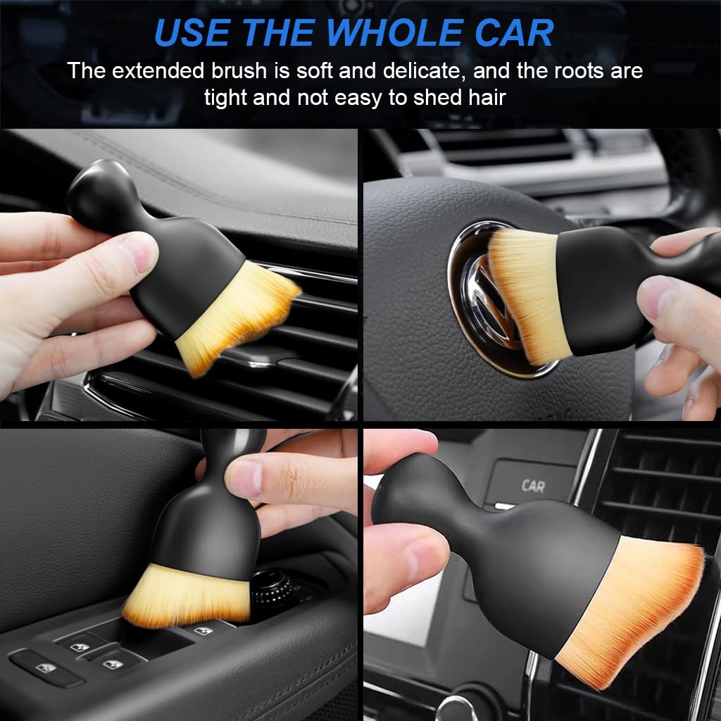 STHIRA Car Brush for Detailing Interior featuring Soft Nanofiber Bristles 2 Pack | Scratch Free Dusting Tool for Dashboard and Vent Cleaning