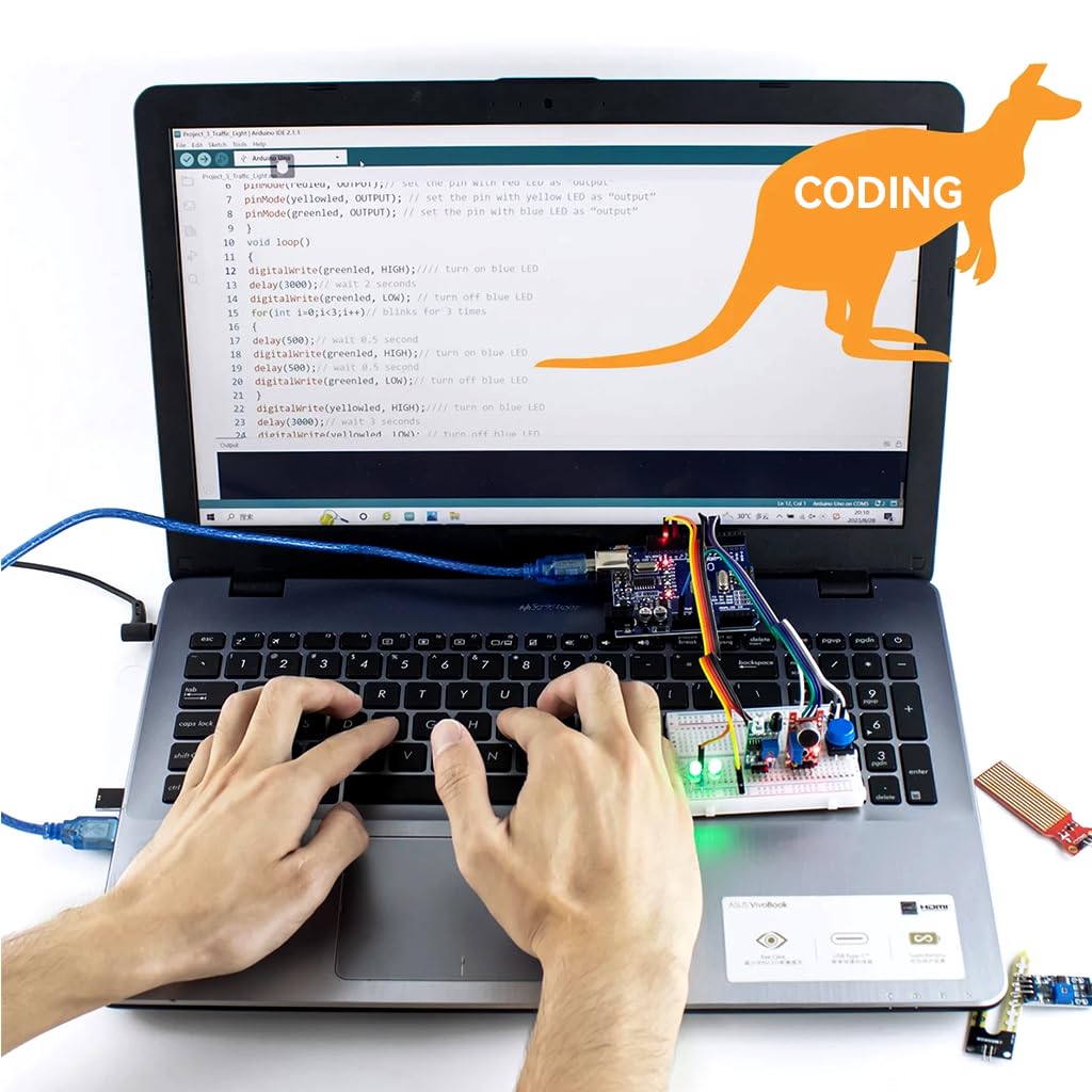 Serplex UNO Starter Kit for Learning and Prototyping with 400 Hole Breadboard & Sensors
