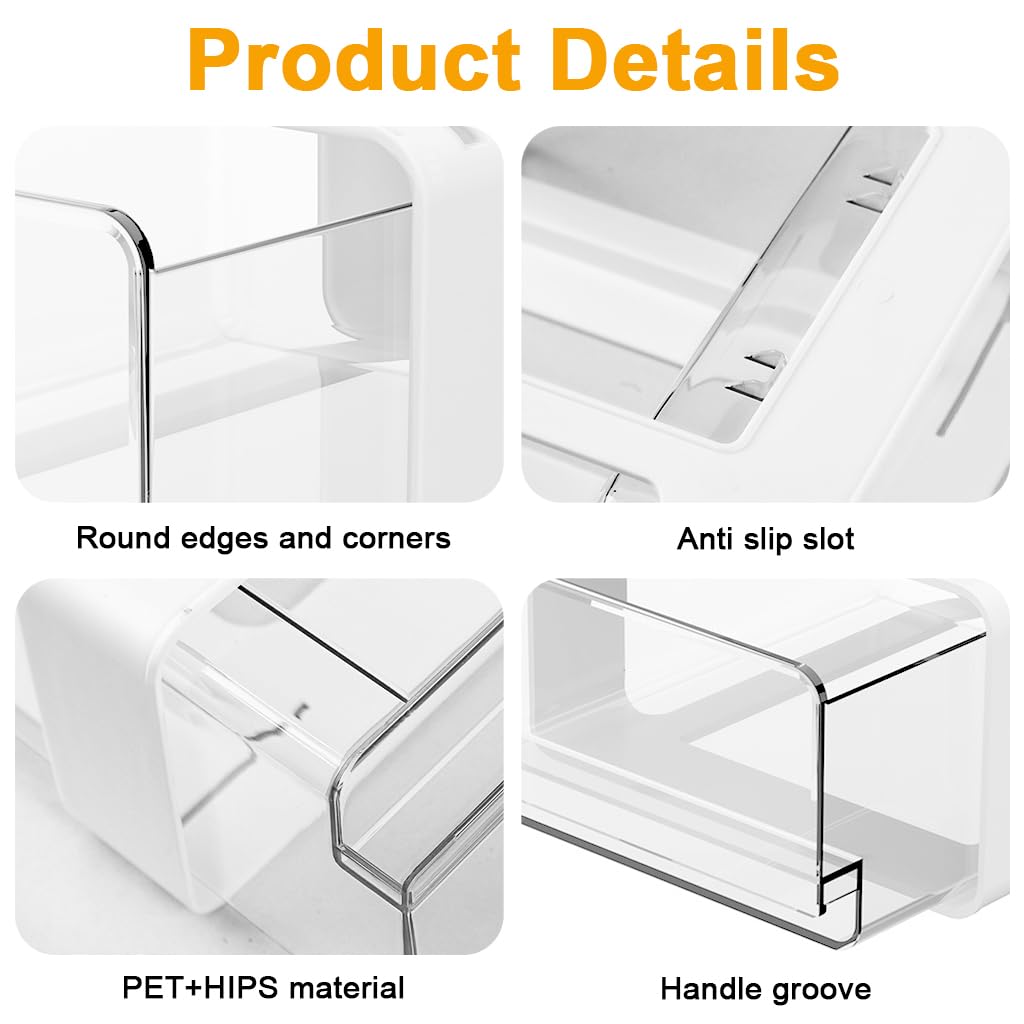 OFIFO Under Desk Drawer Organizer for Office and Home with Smooth Pull Out 7.8x5.9x3.3 in | Transparent PET No Drill Storage Box