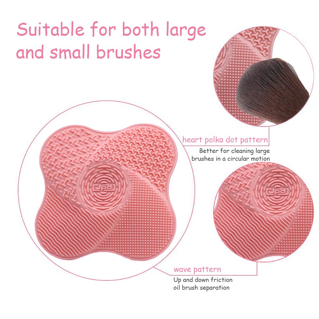 MAYCREATE® Makeup Brush Cleaning Pad with Suction Cup Design Portable Silicone Brush Scrubing Pad,Removing Residual Powder and Makeup Fundation-Pink