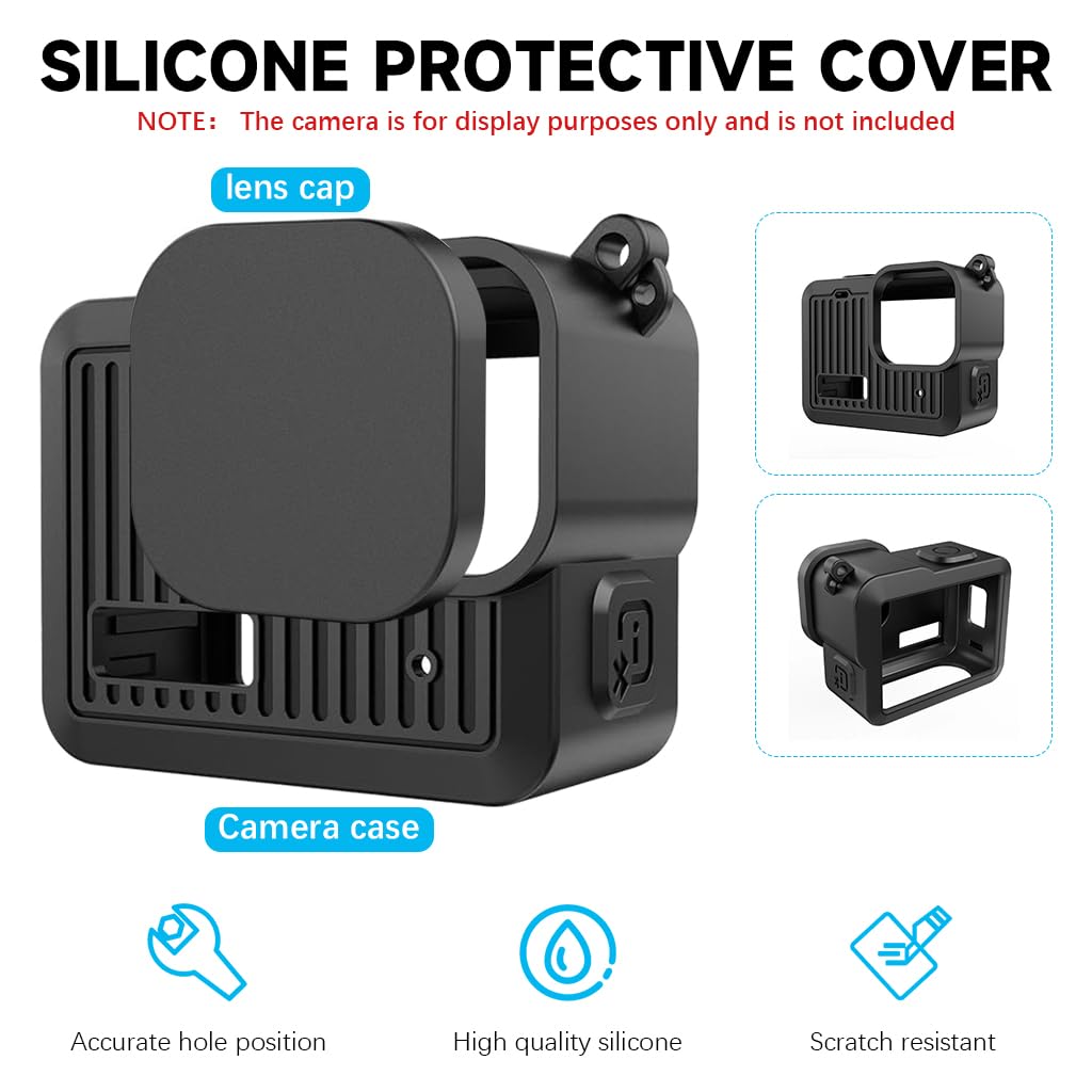 ZORBES GoPro Hero 4K Accessories Kit with Silicone Case and 2PCS HD Tempered Glass | Full Protection