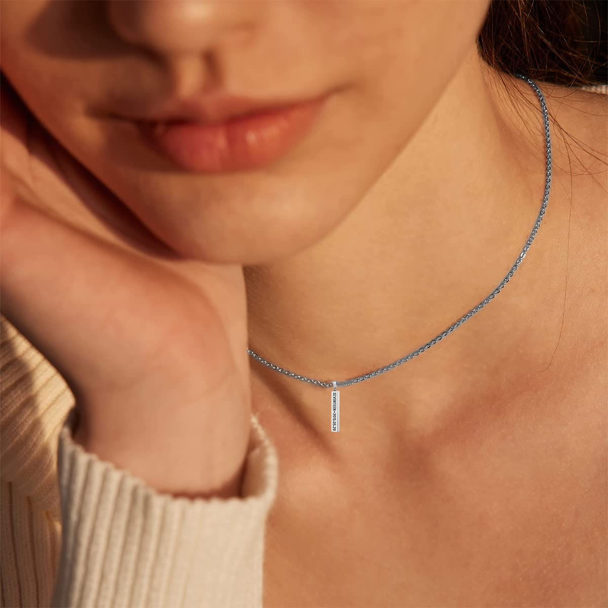 SANNIDHI KPOP Seventeen Necklace for Women Men, Titanium Steel Engraved Seventeen Merch Pendant Necklace Jewelry Gifts for Girls Boys Kpop Fans - Silver