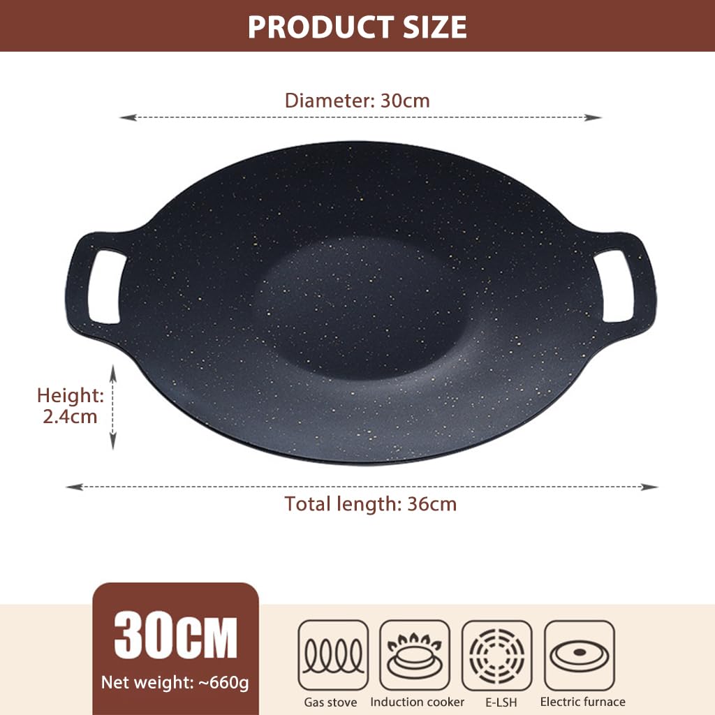 Supvox Round Grill Pan for Home and Outdoor Cooking with Double Handles | 11.8 in Cast Iron Non Stick Surface