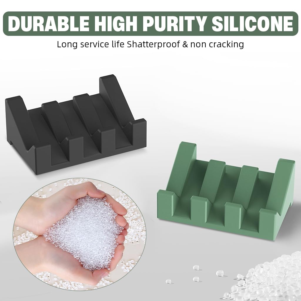 ZIBUYU Silicone Soap Stand for Bathroom and Kitchen with Slotted Drain Design 2Pcs | Non Slip Compact Dishwasher Safe Soap Dish