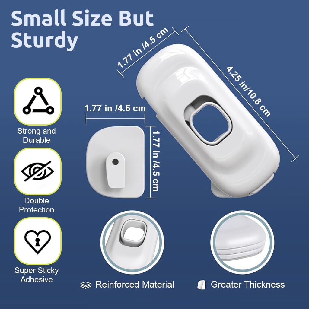 SNOWIE SOFT Fridge Locks for Child Safety with Dual Press Unlock | 6Pcs White Adhesive
