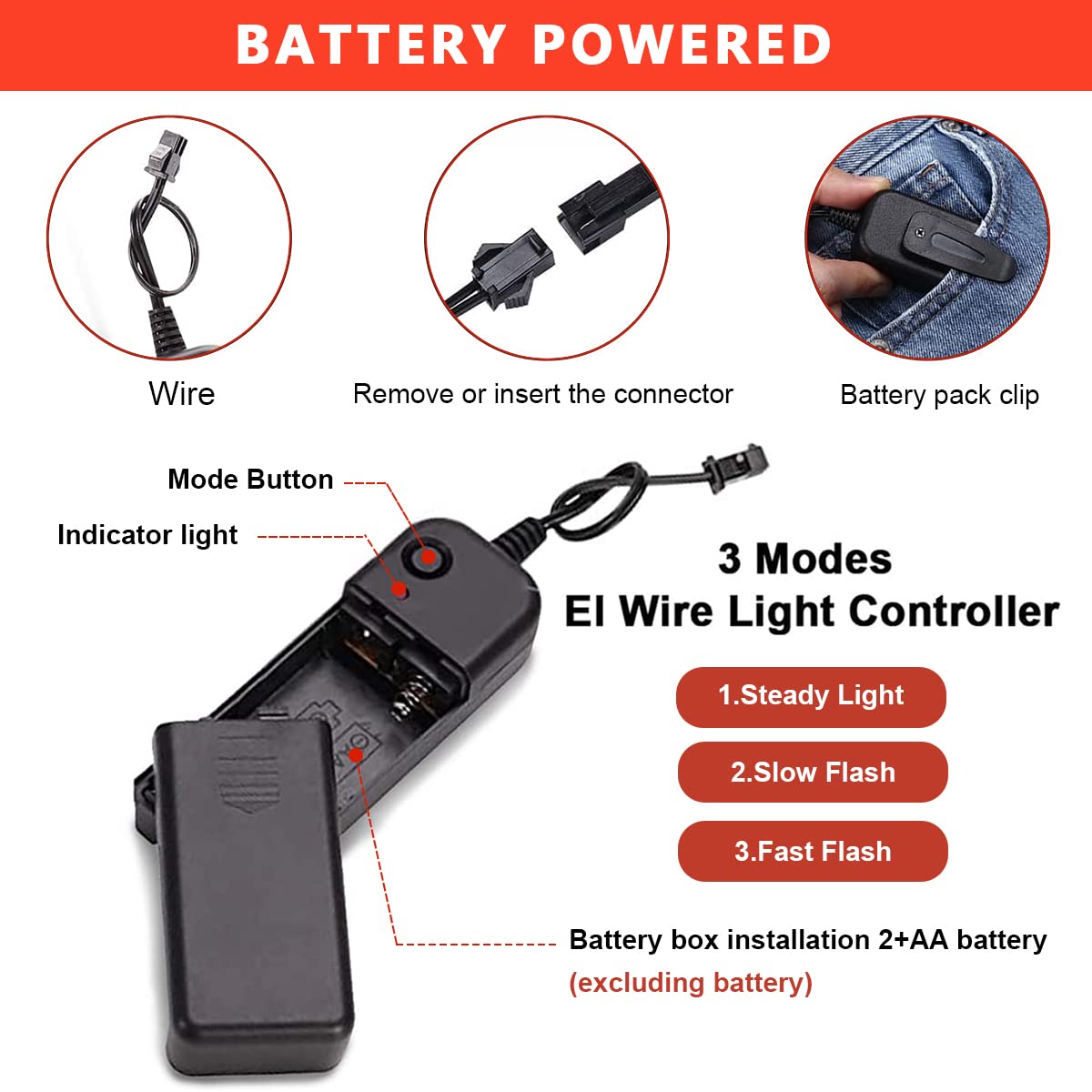 PATPAT LED Light Up Mask for Halloween Parties with 3 Modes and 19×22cm Fit | Red Glow