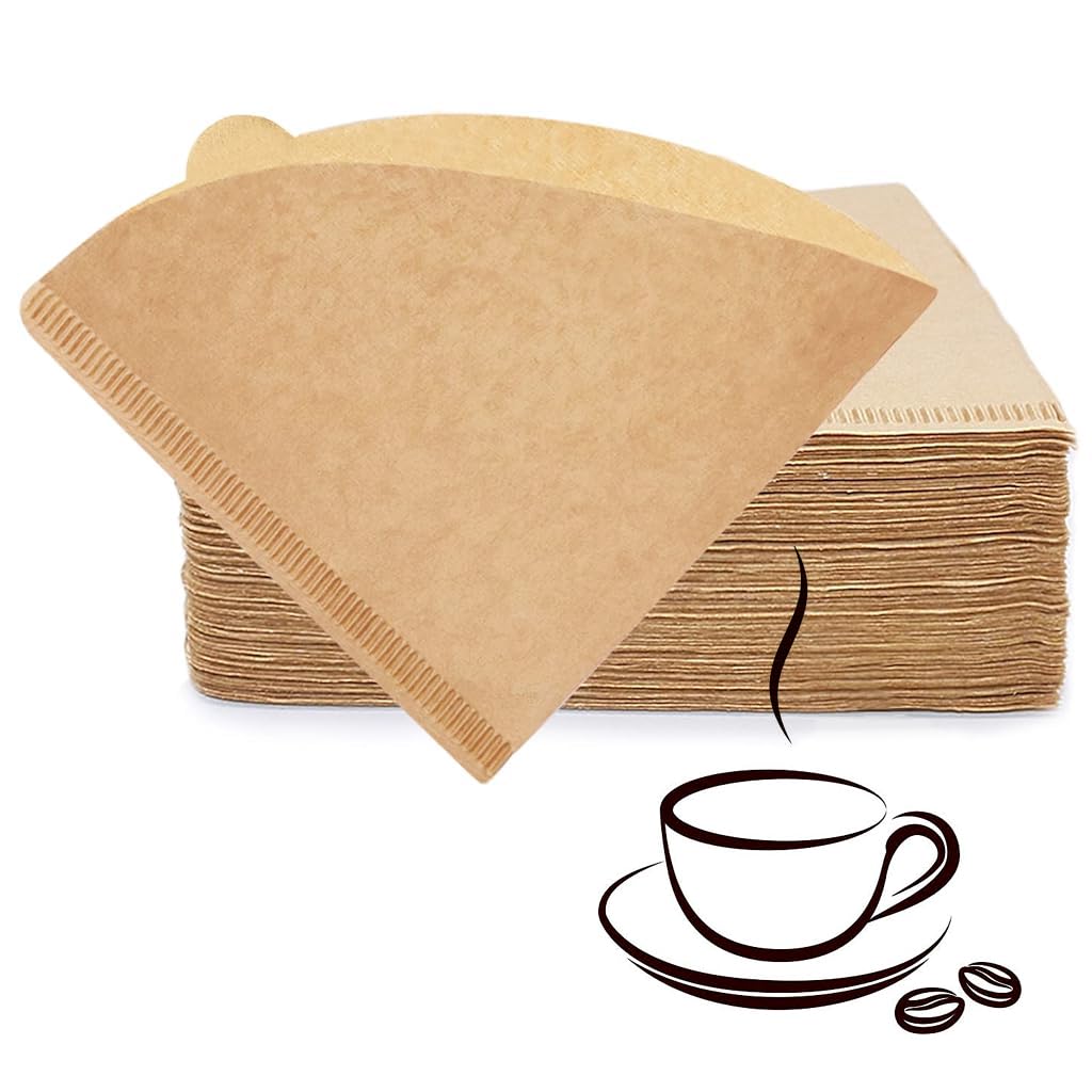 Supvox® 100 Counts Coffee Filter Paper for Brewing Coffee Natural Unbleached Coffee Filter Paper Cone-Shape Disposable Coffee Filters Paper Fit for Drip Coffee Dripper