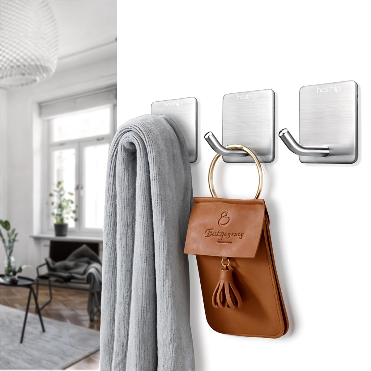 HASTHIP Suction Cup Hooks for Bathroom and Kitchen with Dual Hook Design | 2pcs Clear Plastic Holders