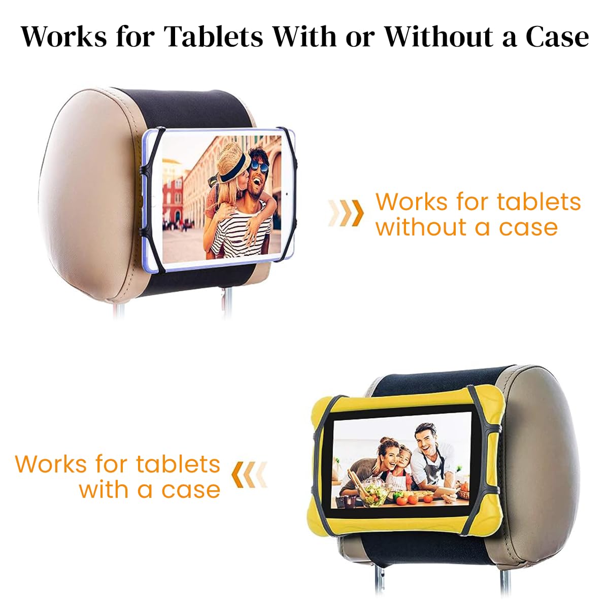 STHIRA Car Tablet Holder for Backseat with Adjustable Silicone Strap and Hoop & Loop Closure | Fits 7–10.5 inch Tablets