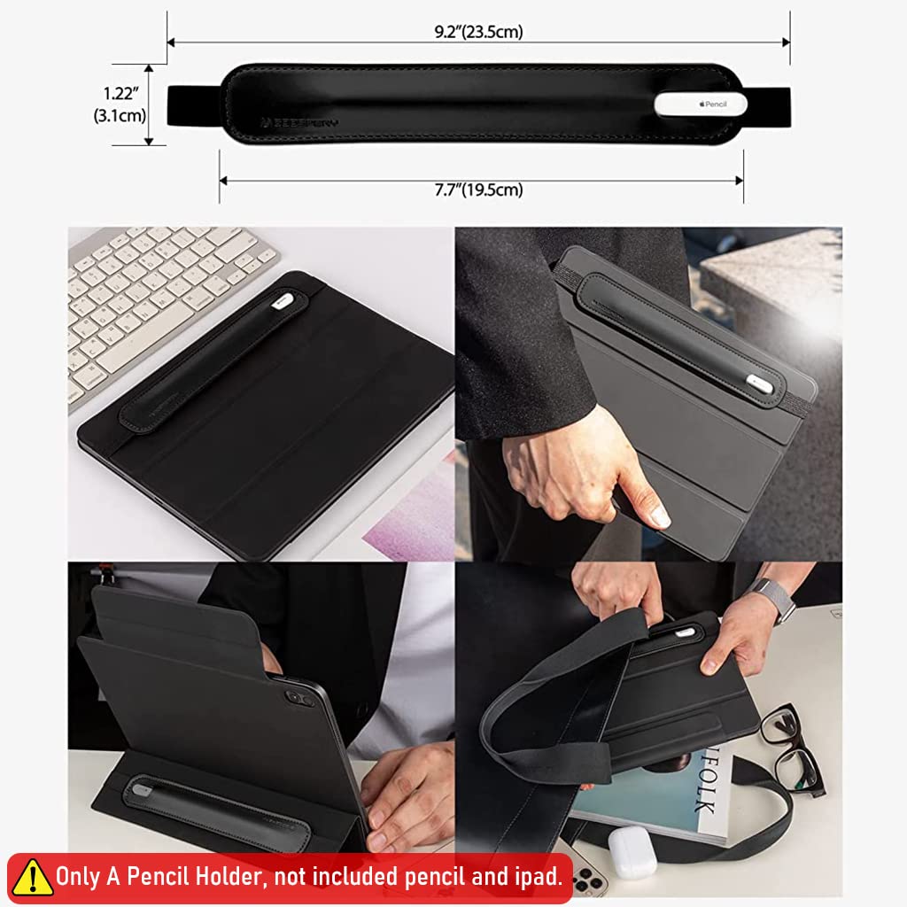 ZORBES Pencil Cover for Apple Pencil 1st and 2nd Gen with Elastic Band Fit PU Leather Sleeve, Black