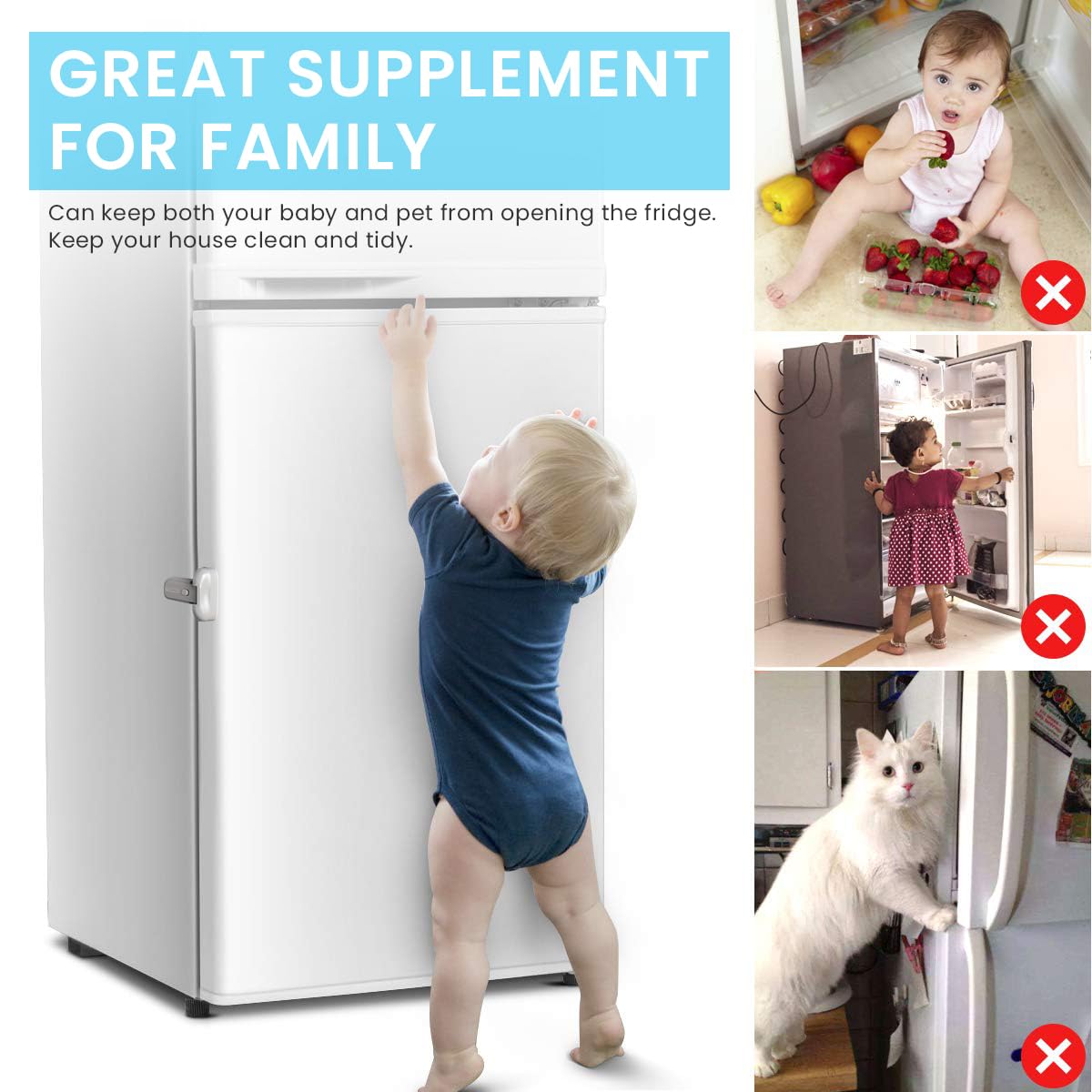 SNOWIE SOFT Fridge Lock for Child Safety with Sliding Button Mechanism and 190mm Plastic Design