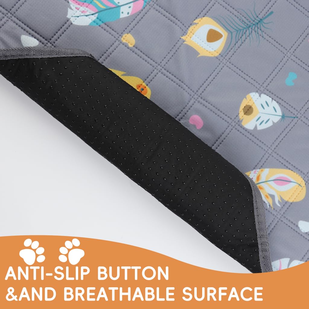 Qpets Pee Pads for Dogs with Multi Layer Leak Proof Design 90x75cm Gray Printing | Washable Reusable Puppy Training Mat