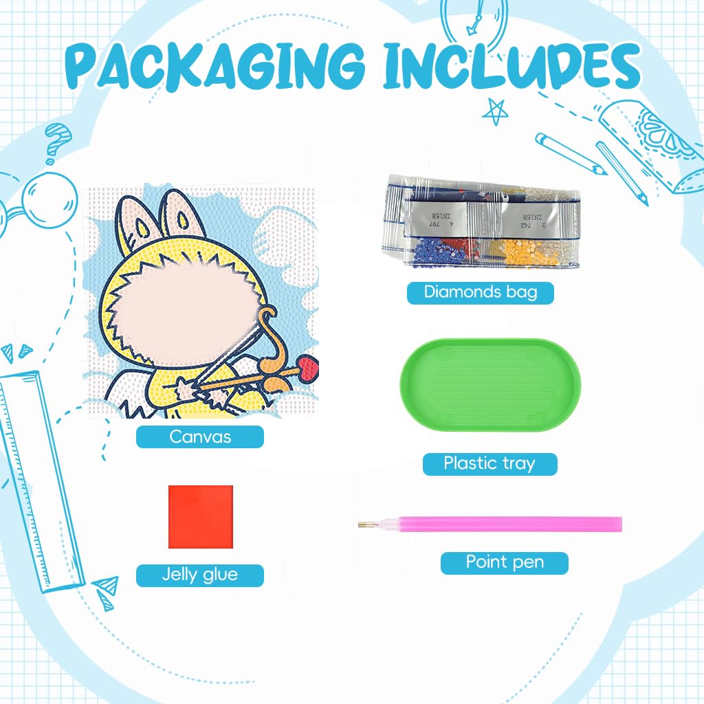 PATPAT DIY Cartoon Diamond Painting Kit with 20x20cm Wooden Frame for Kids & Adults | All Tools Included