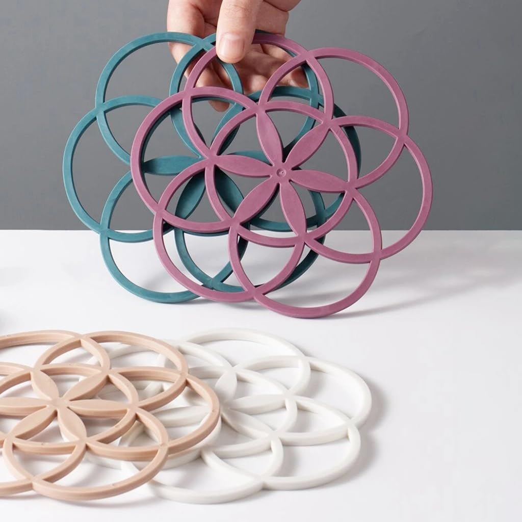 Supvox Silicone Trivet Mat Set for Hot Pots and Dishes featuring Non Slip Design | Heat Resistant up to 482°F