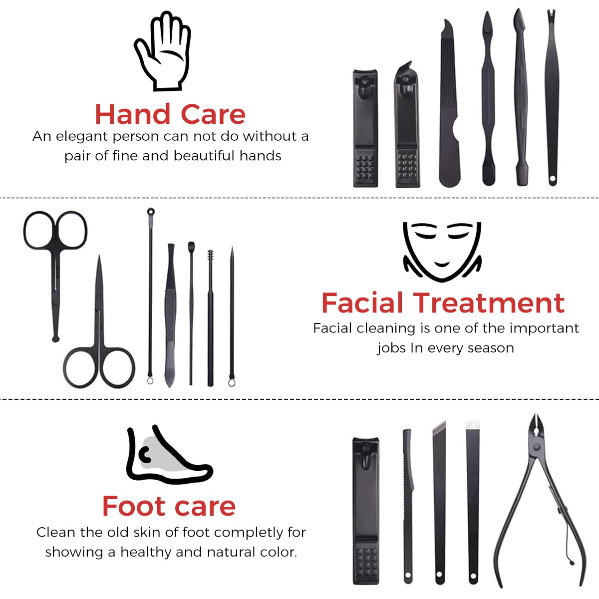 MAYCREATE Manicure Pedicure Kit for Women and Men with 18pcs Stainless Steel Tools | Portable Leather Case for Nail and Eyebrow Care