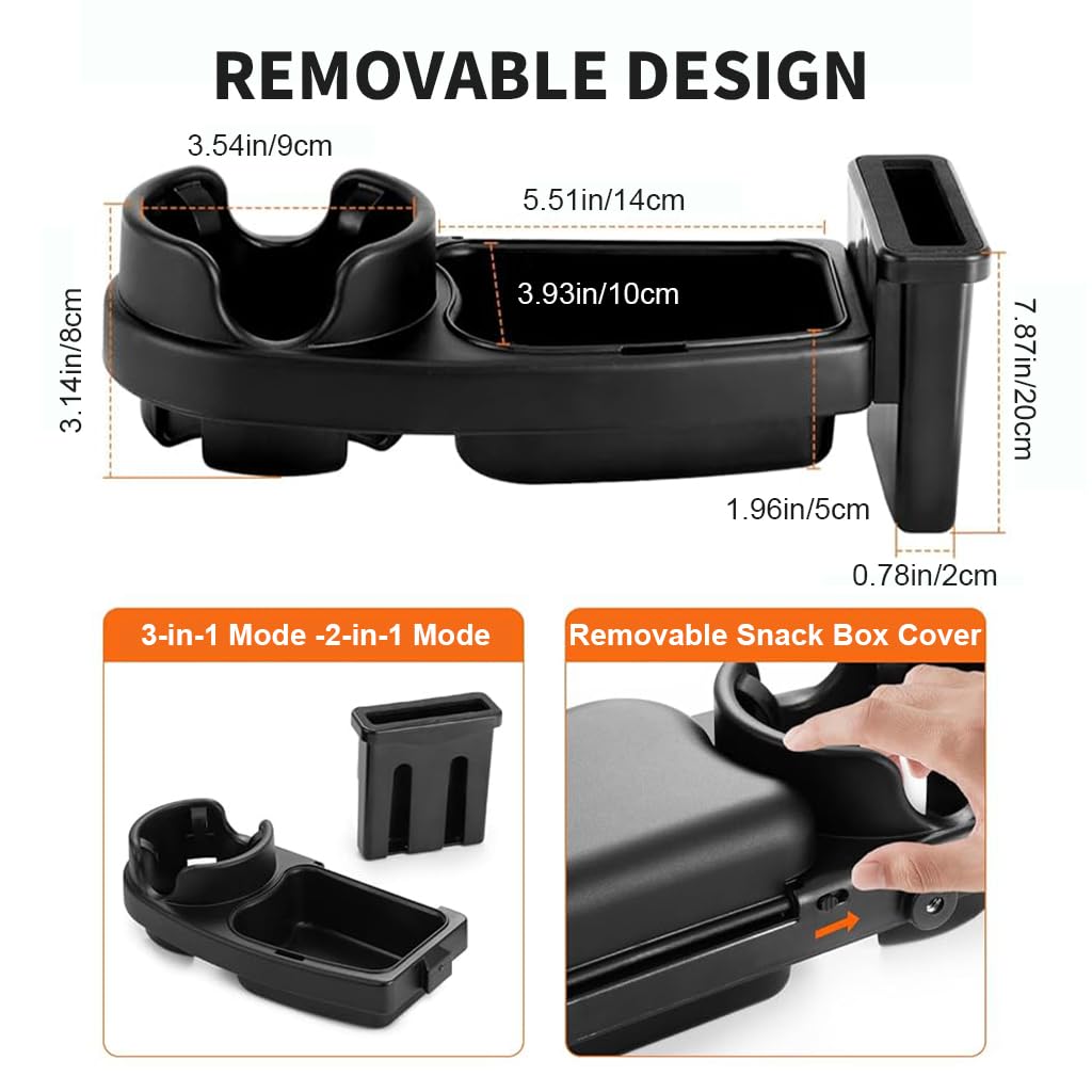 ZIBUYU Universal Stroller Snack Tray with 3 in 1 Cup and Phone Holder | 29×12.8×10.6 cm Adjustable ABS Food Tray