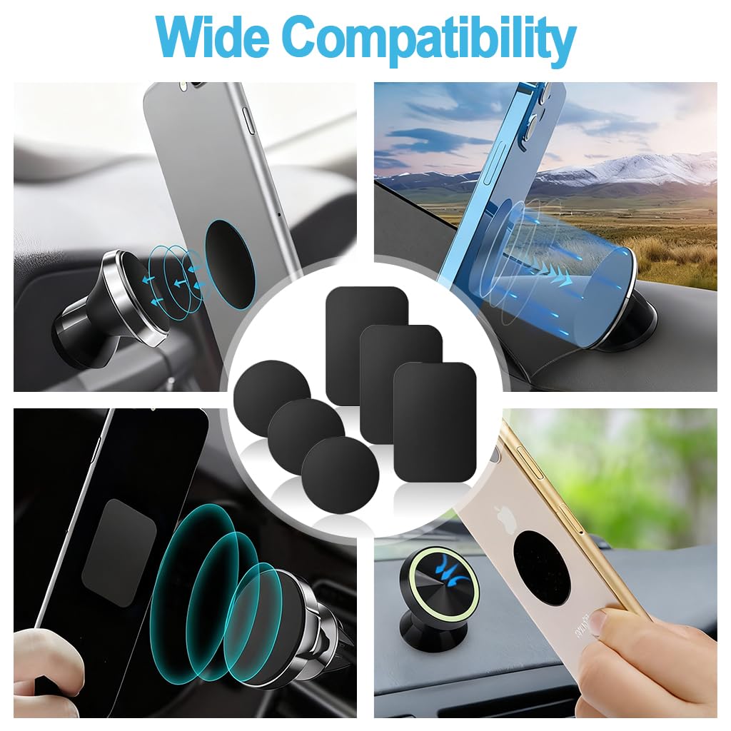 ZORBES Metal Plates for Magnetic Phone Mounts with Ultra Thin Design and 6Pcs Set | 3.5cm Round and 4x5.8cm Rectangle
