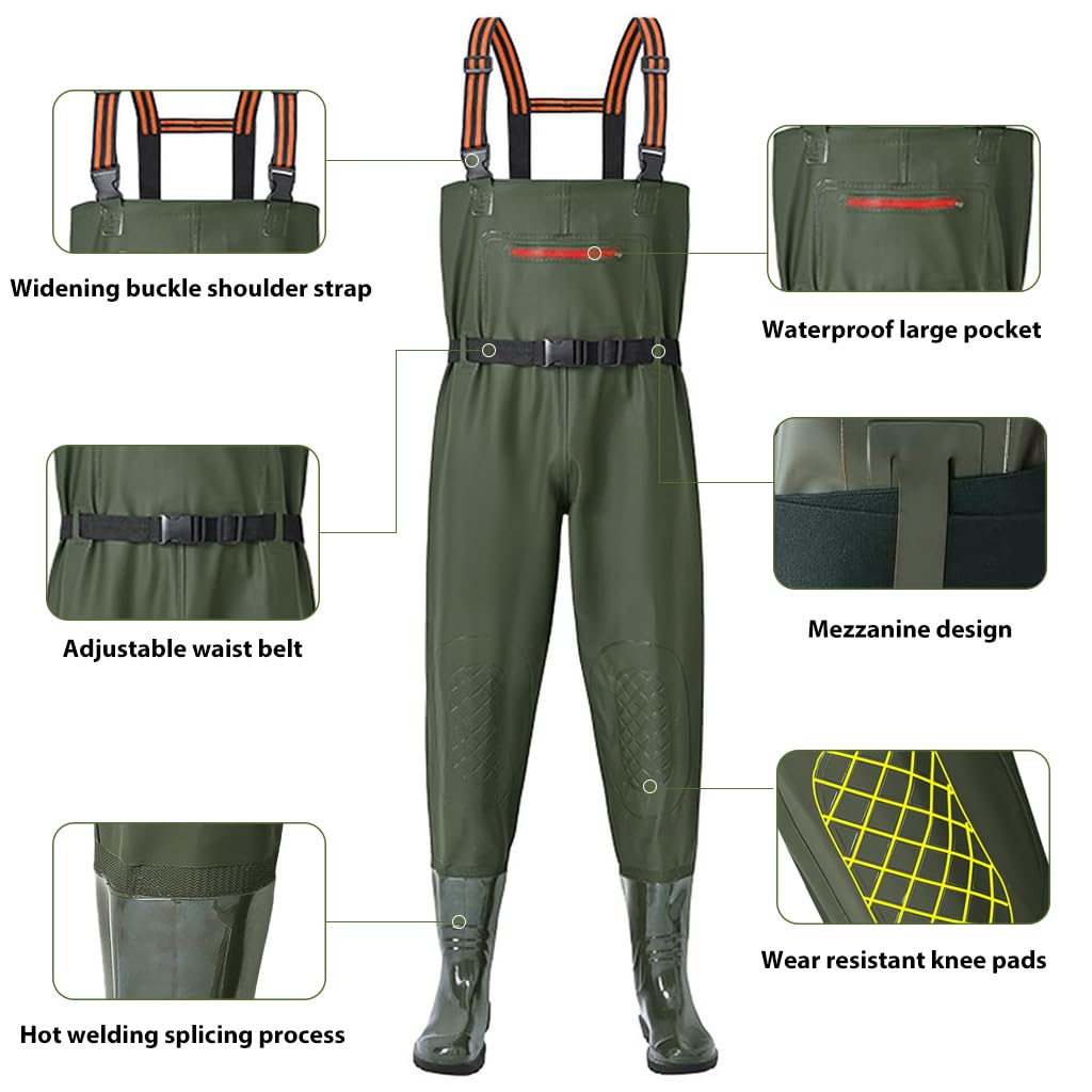 Proberos Waterproof Work Pants for Fishing & Construction with Rubber Boots | PVC Rain Trousers for Men
