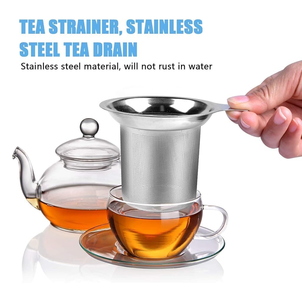 ZIBUYU Sink Strainer and Tea Strainer Set for Kitchen and Bathroom featuring 4.3 in Filter and 8.8 cm Mesh | Stainless Steel with Easy Clean Handle