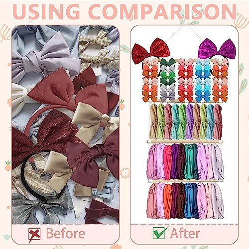 HASTHIP® Metal Wall Hanging Headband Holder, Hair Clips Baby Headbands Organizer, 4 Layers Headwear Storage Hair Accessories Displaying Rack Decor For Women Nursery Toddler Girls Room, Hanging Shelves