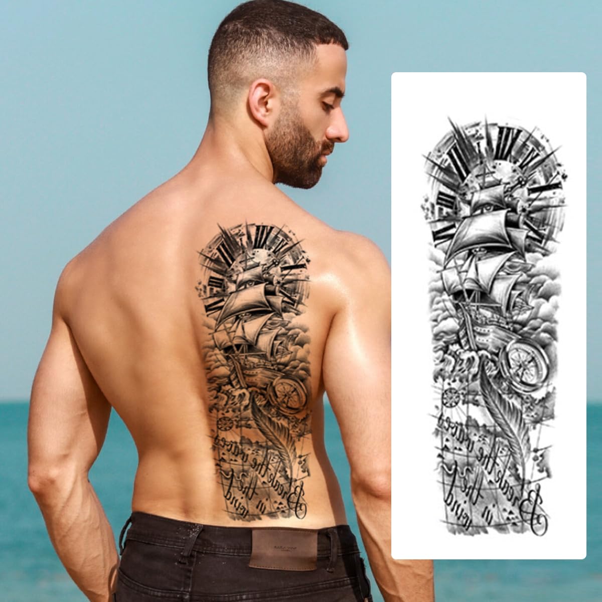 MAYCREATE Temporary Tattoos for Arms and Legs featuring 6 Sheets 48×17 cm Waterproof Designs | Ideal for Party and Club Looks