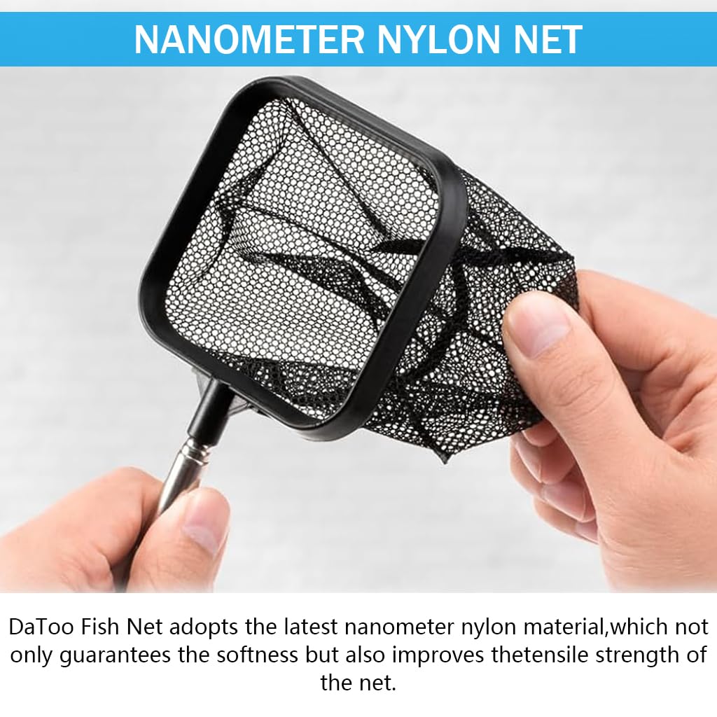 Qpets Aquarium Fish Net for Betta Fish Tank with 3.1x3.1 in Frame and 18 in Retractable Handle