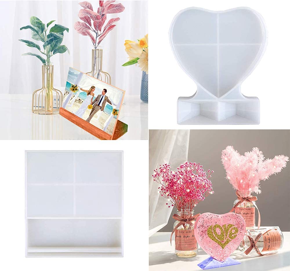 Venzina Photo Frame Moulds Set for DIY Craft with Bases 13x9 cm & 10x9.5 cm | Silicone Resin Casting Kit