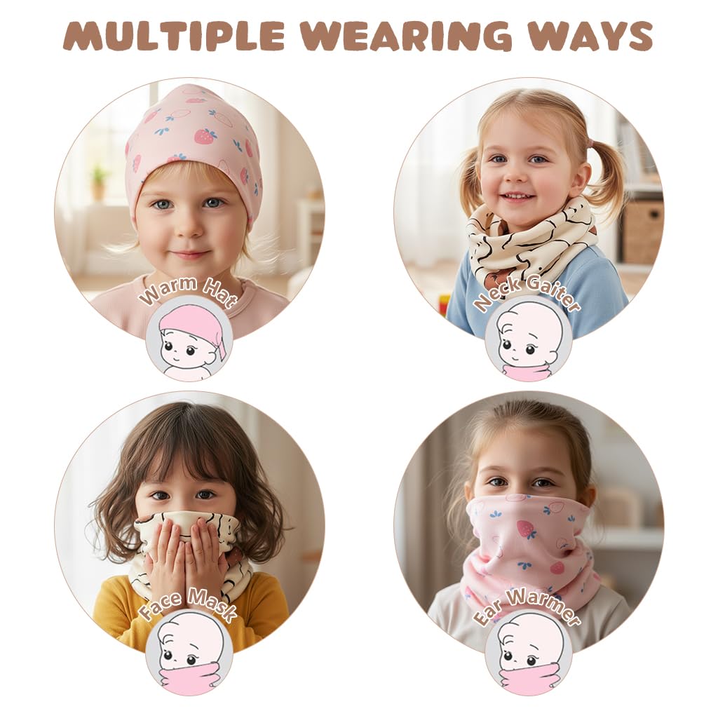 SNOWIE SOFT Baby Scarf Set for Outdoor Wear featuring 37x21 cm Stretch Cotton | Cute Neck Warmer and Headband for Toddlers