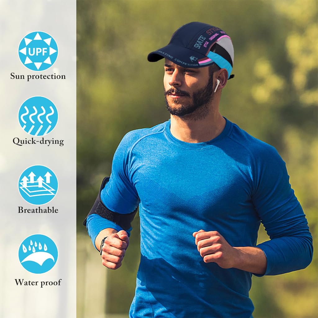 Venzina Sport Cap for Outdoor Activities with Adjustable 56–60 cm Fit and UV Protection | Quick Dry Blue Polyester Hat for Men and Women