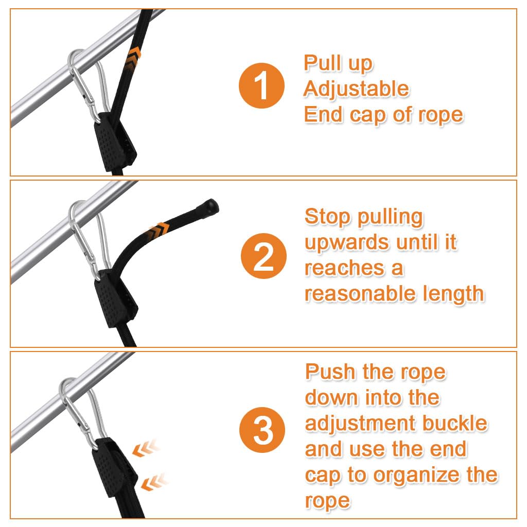 STHIRA Elastic Rope for Luggage and Bike with Dual-End Metal Hooks 3.3ft | Nylon Bungee Cord