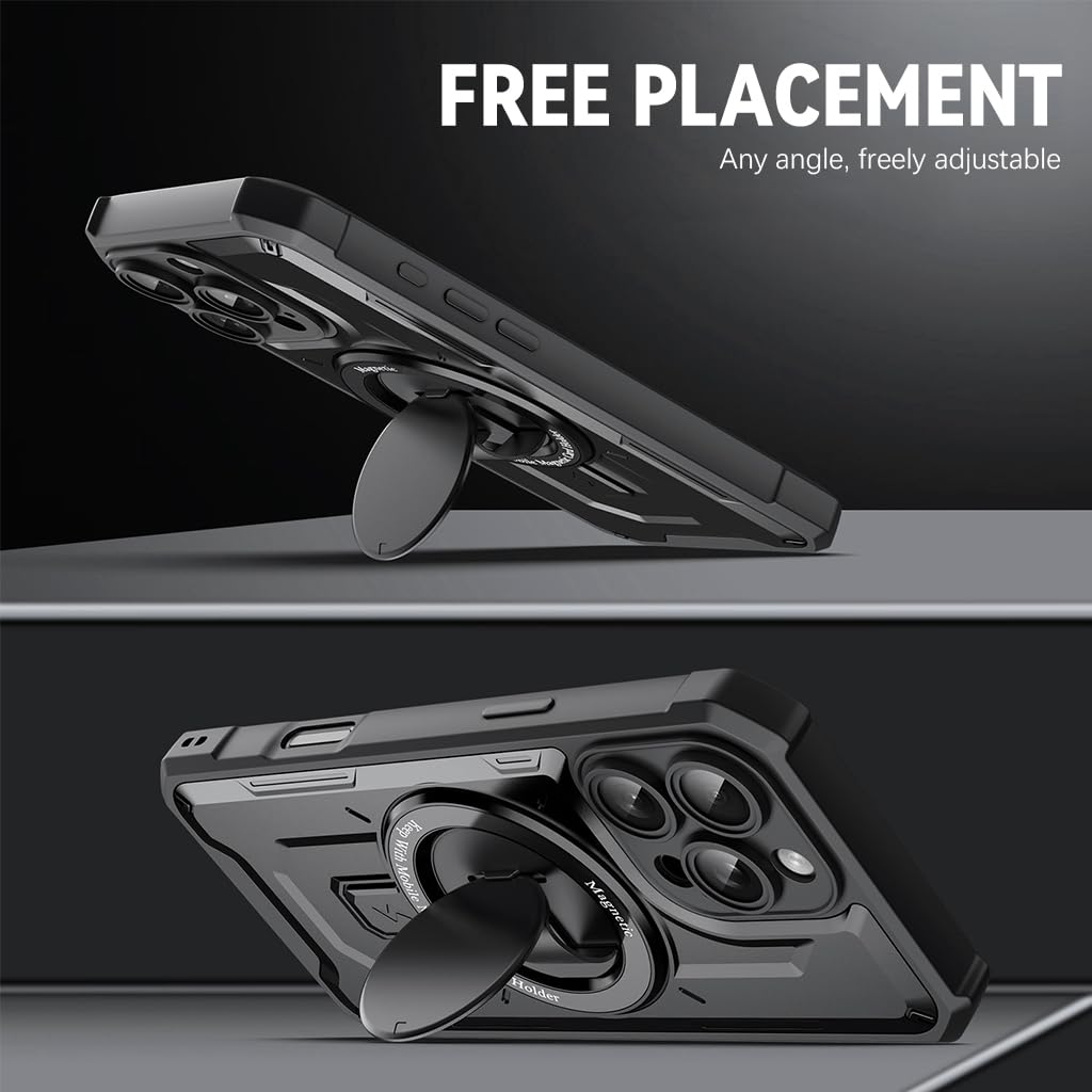 ZORBES iPhone 15 Pro Max Case with 360° Rotatable Stand and Strong Magnetic Ring | TPU Protection