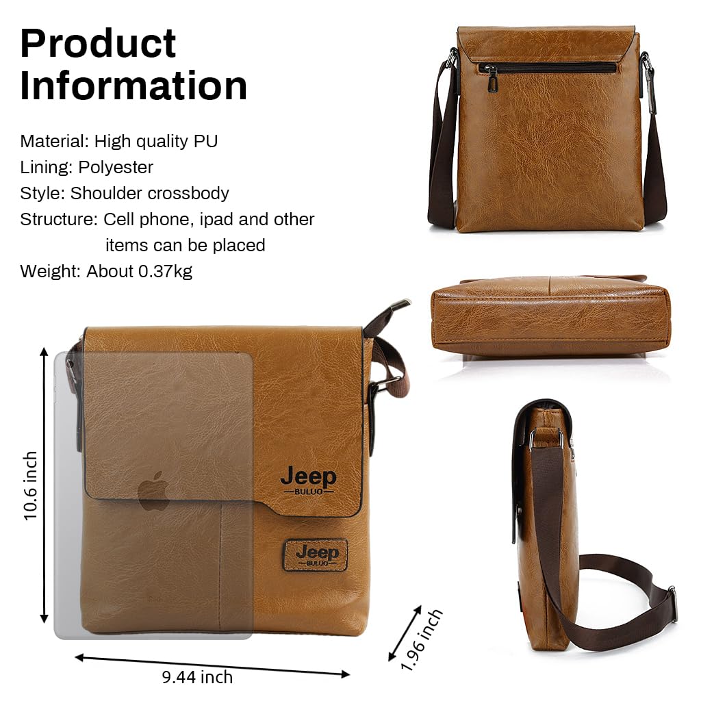 GUSTAVE Sling Bag for Men with Adjustable Strap and 24x5x27cm Capacity | PU Leather Brown