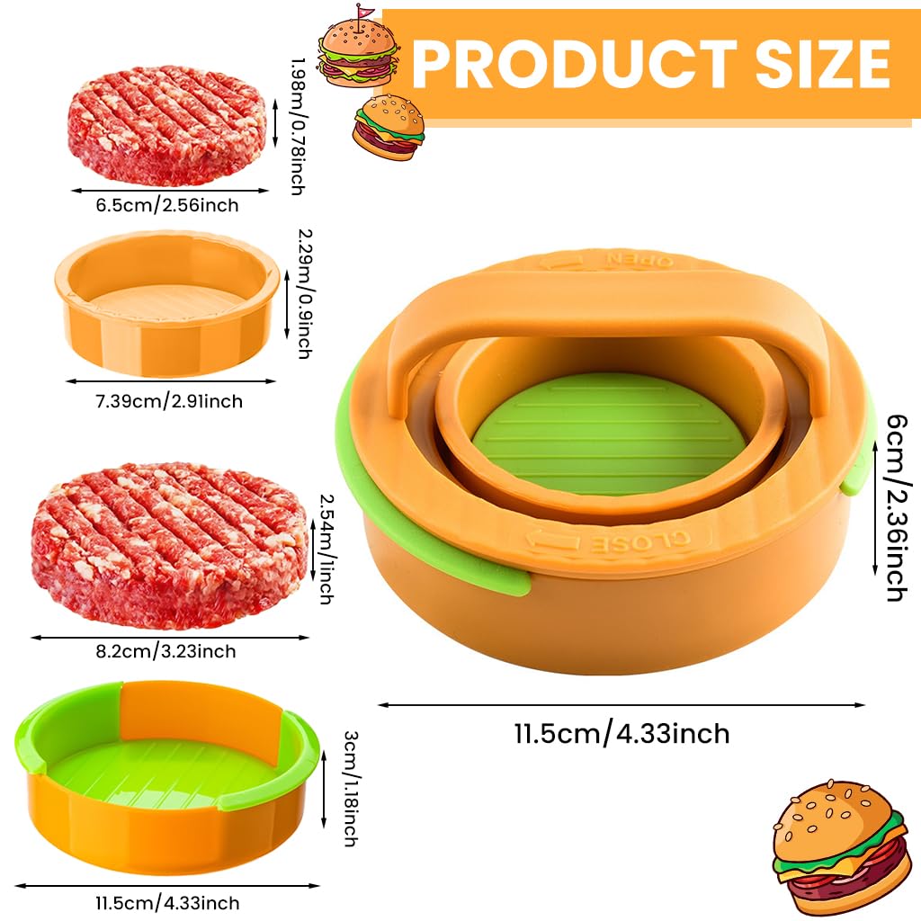 Supvox Hamburger Patty Maker for Homemade Burgers with 3.5 in Grooved Mold | Food‑Grade PP Detachable Design