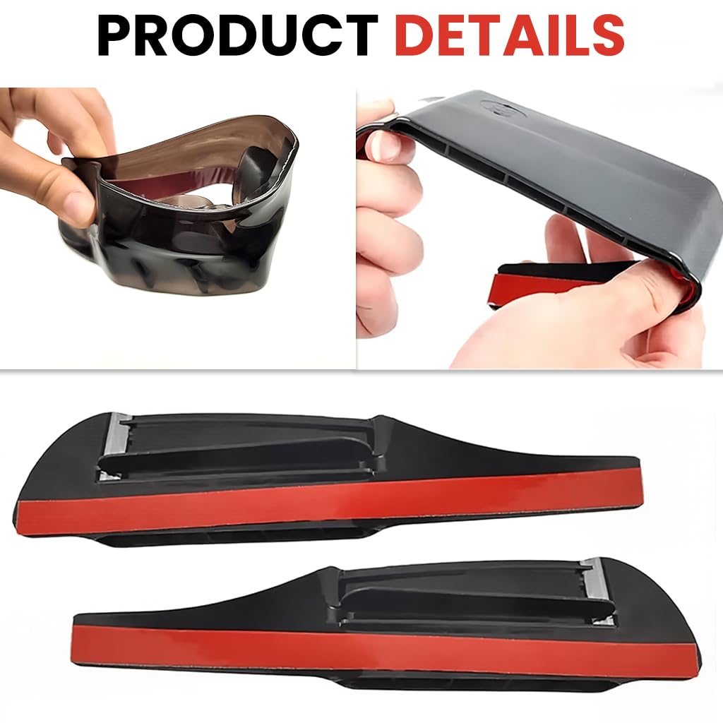 STHIRA Car Rearview Mirror Rain Eyebrow 2PCS with Air Deflector Design and PVC Guards | Clear Visibility for All Weather Driving