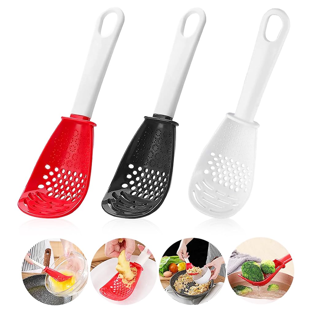 Supvox® 3Pcs Slotted Spoon Kitchen Multi Purpose Cooking Spoons Grater Masher Egg Yolk Separator Skimmer Scoop for Draining, Grating, Mashing