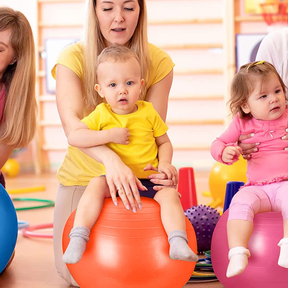 Proberos Yoga Ball for Core Training with Support Feet Grip | 20.4 in Thick PVC Fitness Ball