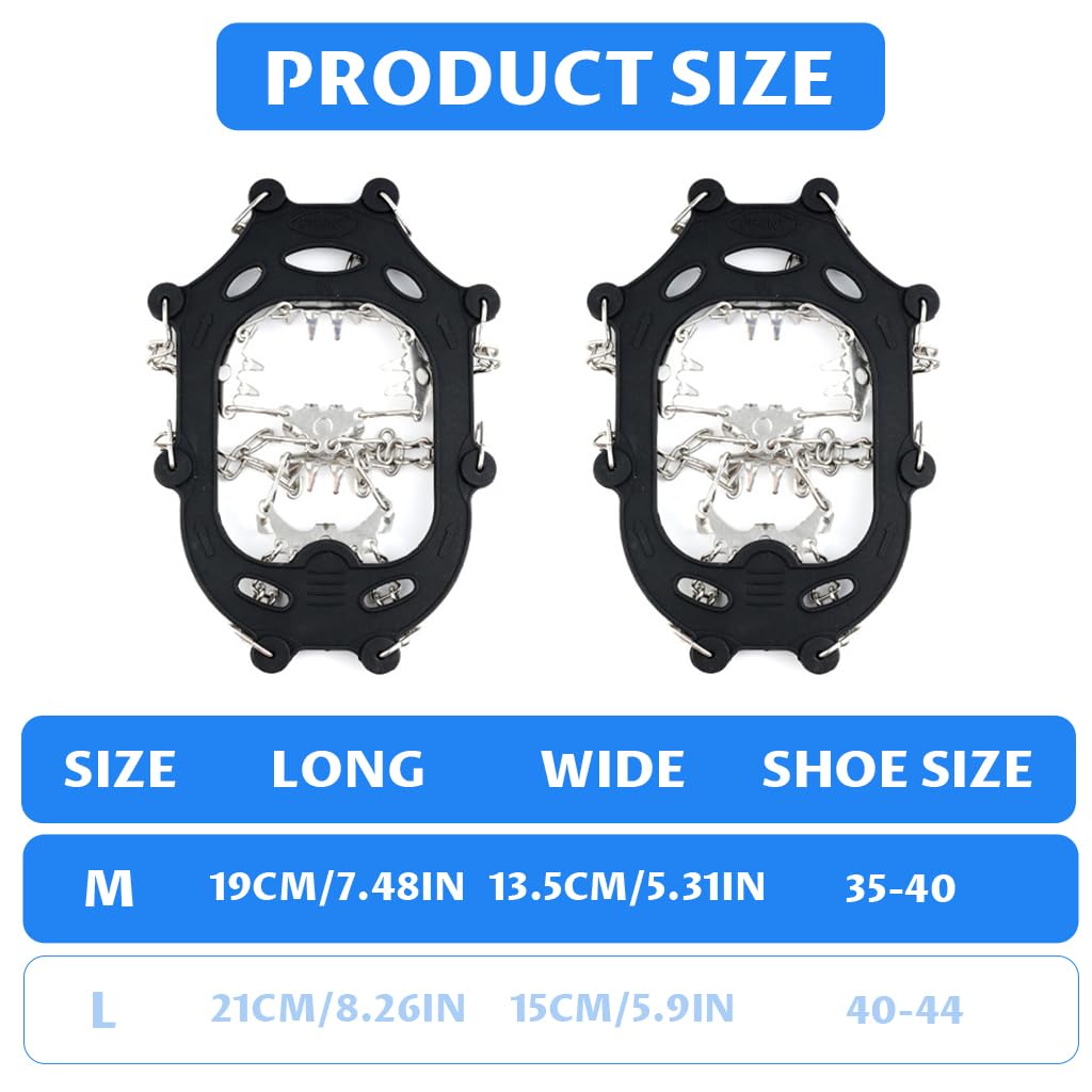 Proberos Crampons for Hiking Boots with 24 Steel Cleats and Adjustable Harness | Chromoly Steel Traction on Ice and Snow