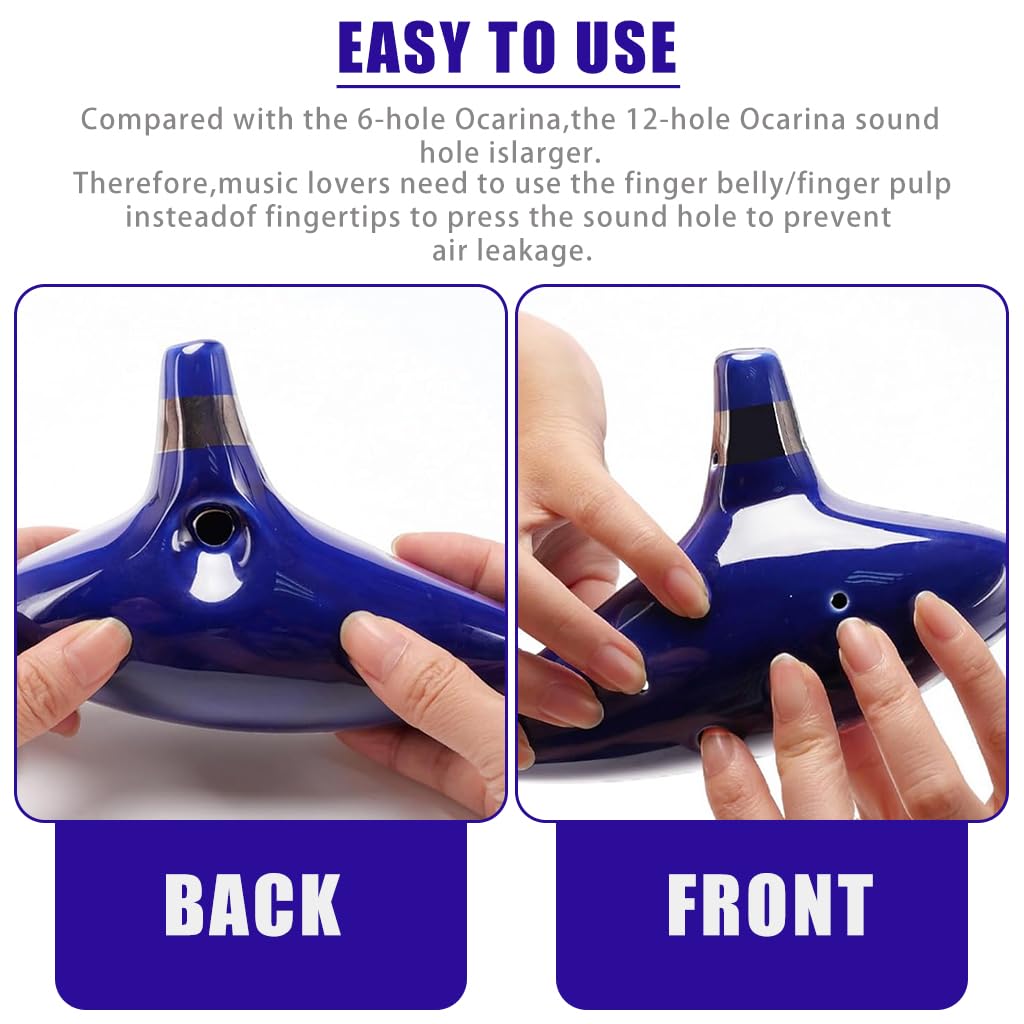 PATPAT Zelda Ocarina 12 Hole Alto C for Music Lovers with Triforce Design | Ceramic Gift Set