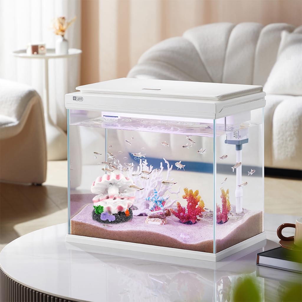 Qpets Aquarium Ornament for Fish Tank with Bubble Stone Function 5x4.6x5.5cm Resin Decor | Dreamy Seashell Pearl Design