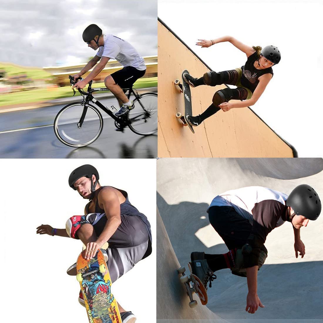 PROBEROS Cycling Helmet for Youth and Adults with Adjustable Straps and Ventilation | Black ABS Shell