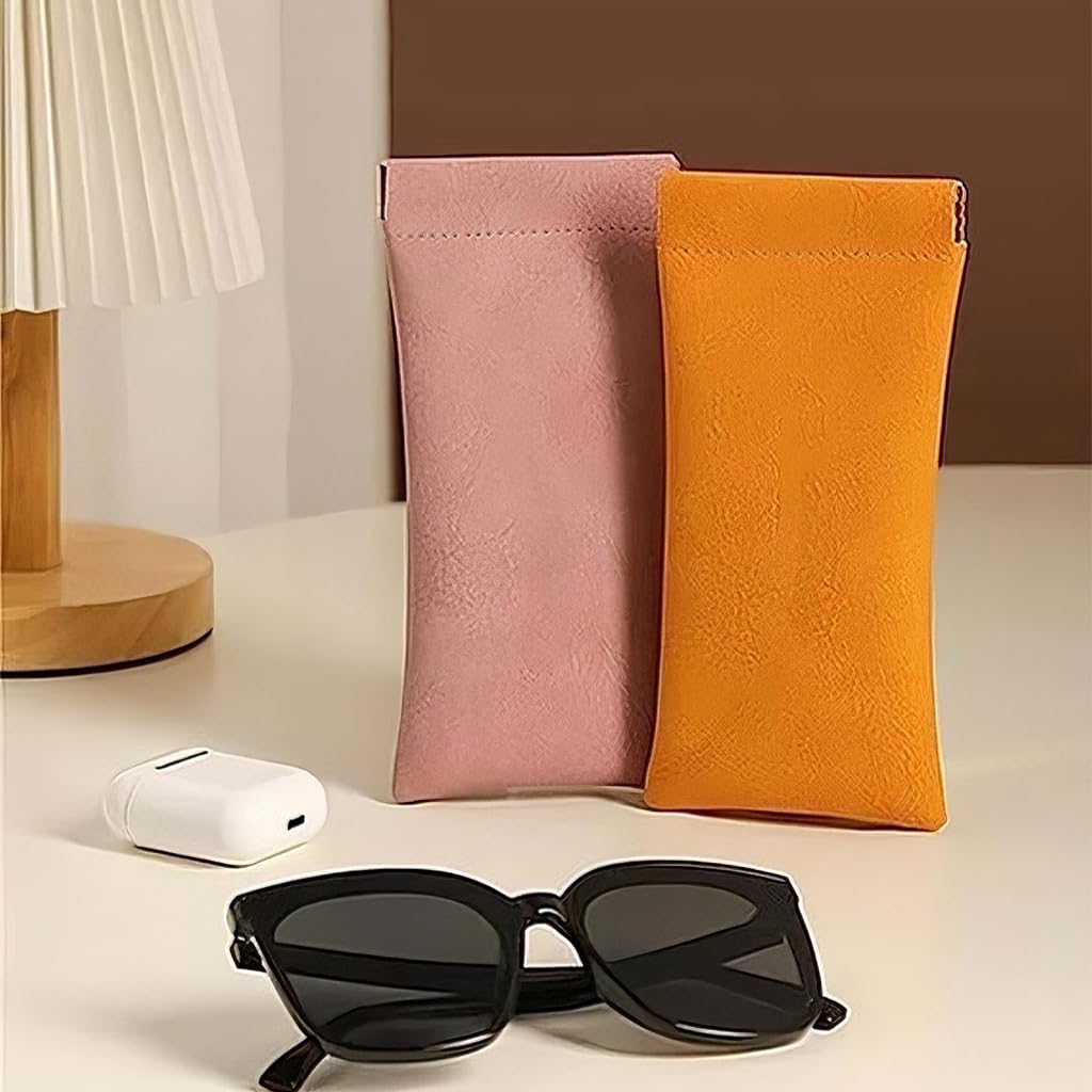 Zibuyu Leather Glasses Case Set for Sunglasses with 6.5 x 3 in Fit | 5 Colors and Gift Box