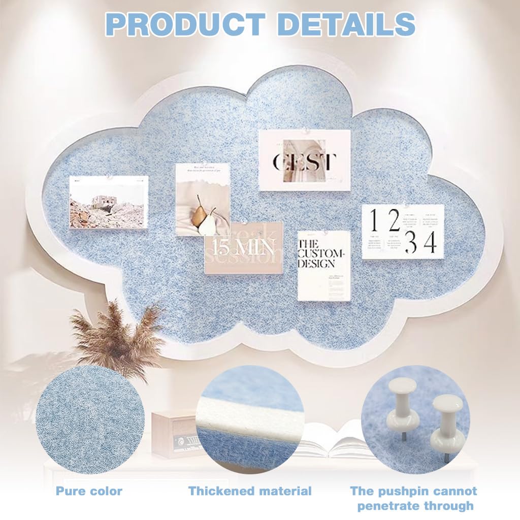 OFIFO Felt Pin Board for Home Office Display and DIY Wall Decor | 15.7x23.6 Inch Cloud Panel